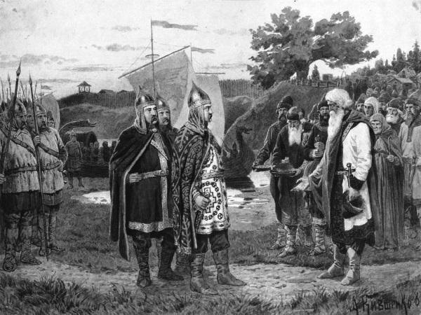 Рисунок 1. А. Кившенко. Призвание князя – встреча со старейшинами и народом славянского города