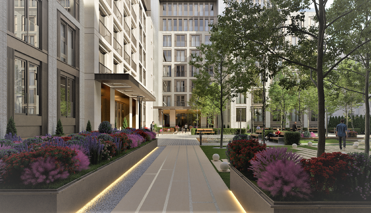 Прогулочная зона рядом с клубным домом Тургенев