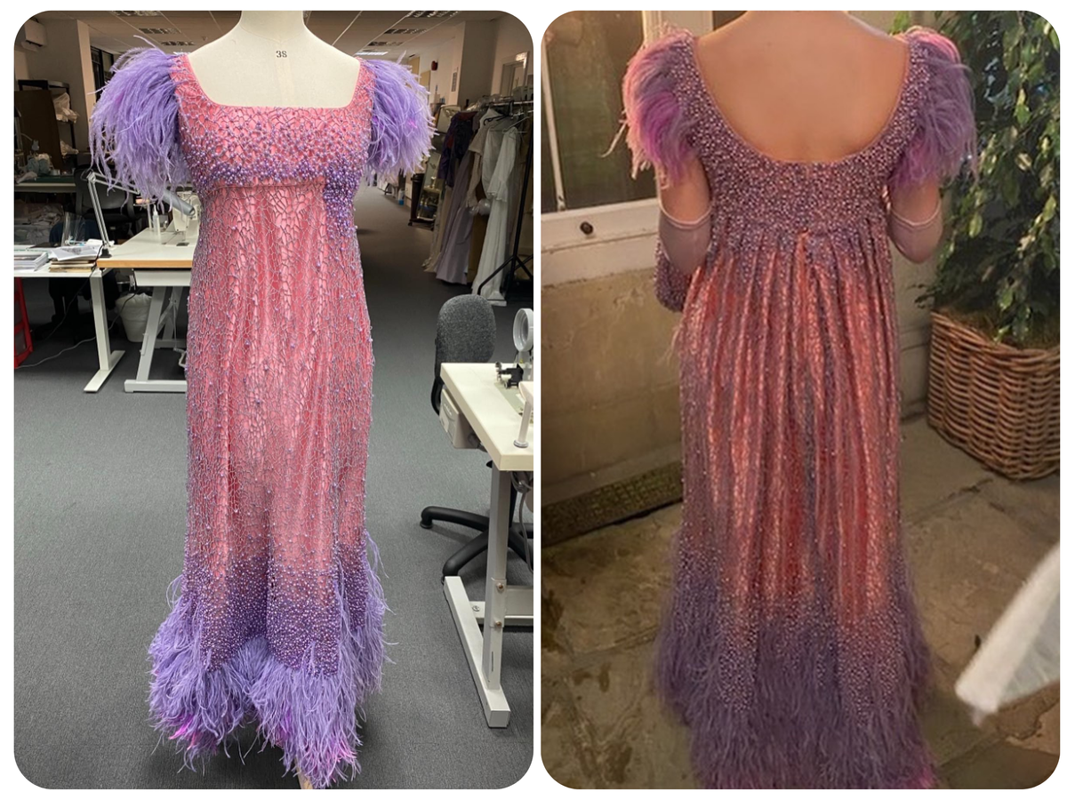 Вид платья Филиппы Фезерингтон спереди и сзади. Фото @sophiecanale.costumedesigner