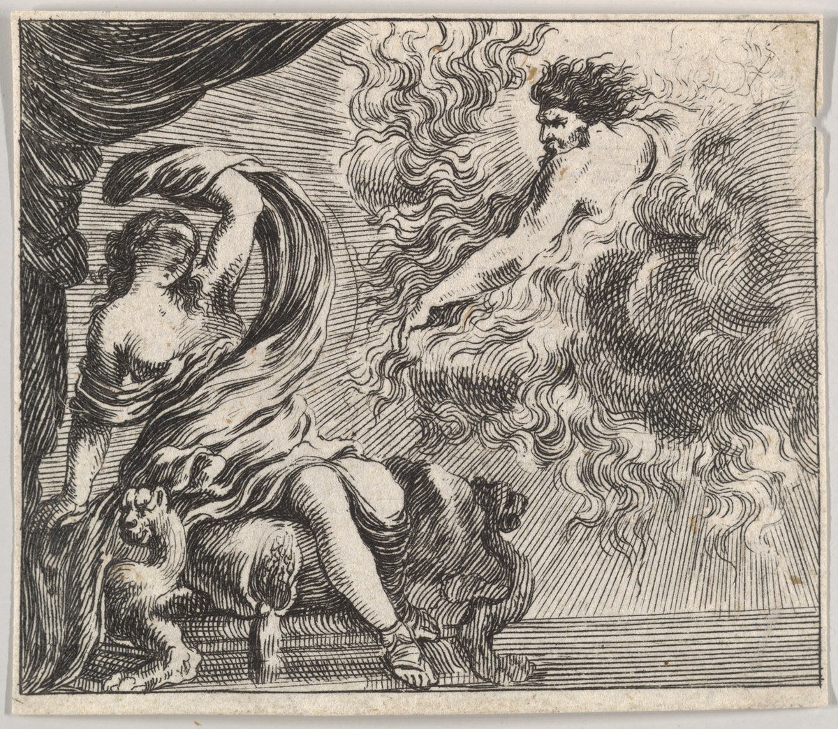 Юпитер [Зевс] и Семела. Источник: https://commons.m.wikimedia.org/wiki/File:Jupiter_and_Semele,_from_%27Game_of_Mythology%27_(Jeu_de_la_Mythologie)_MET_DP831082.jpg