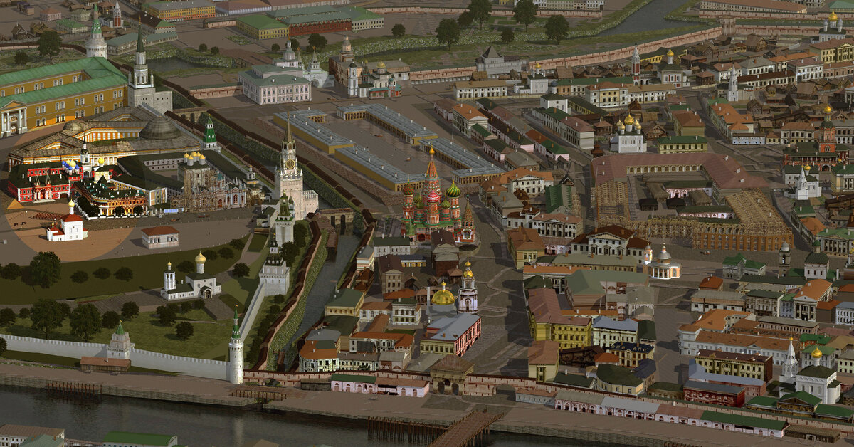Чудов монастырь на 3D модели Москвы 1812 г.