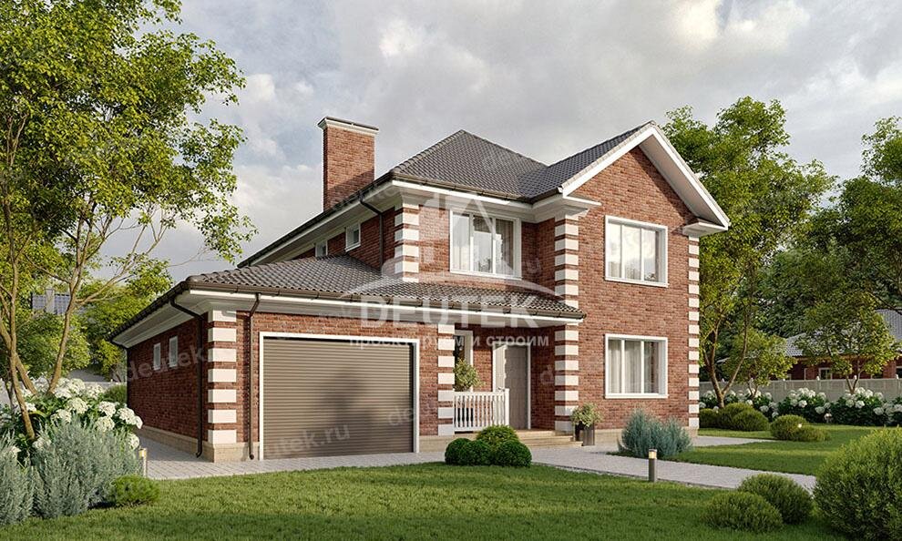 Проект дома 234 м2 из керамобетона с двухместным гаражом, кабинетом и террасой - SRK-10