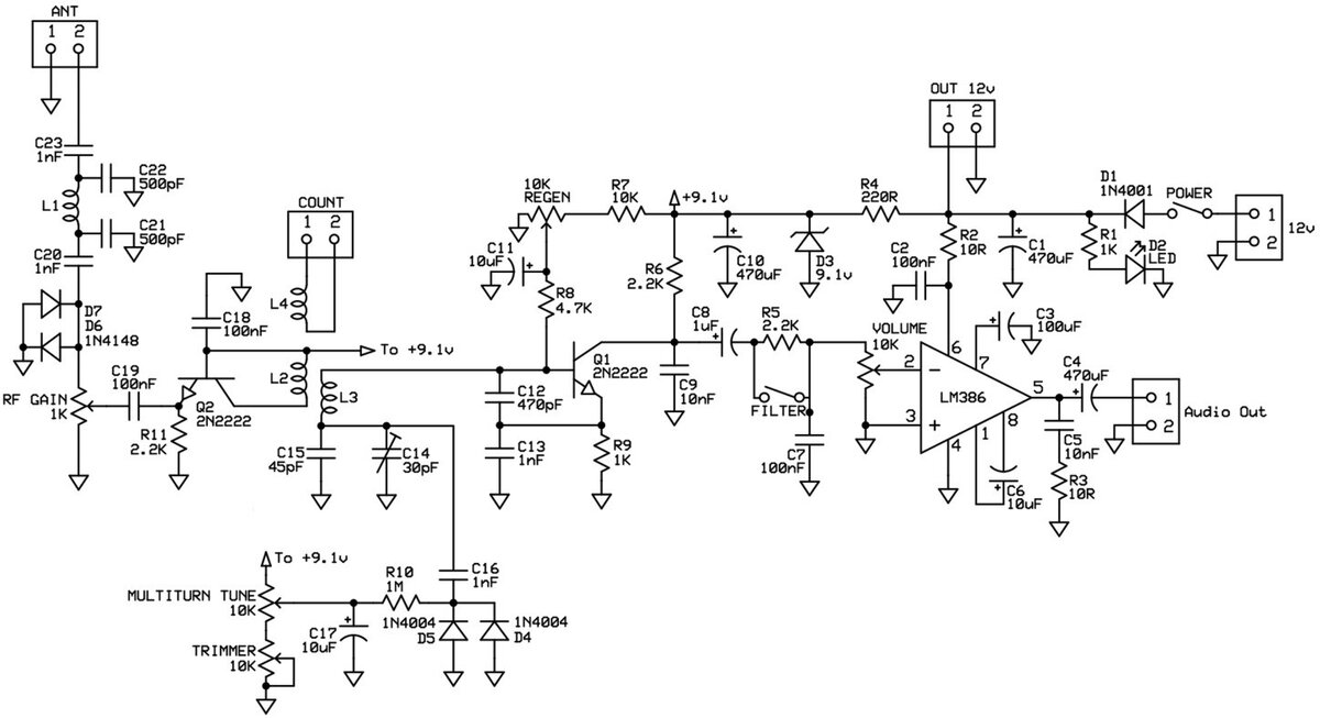 Очень простой регенеративный приемник для приема на радиолюбительских ...