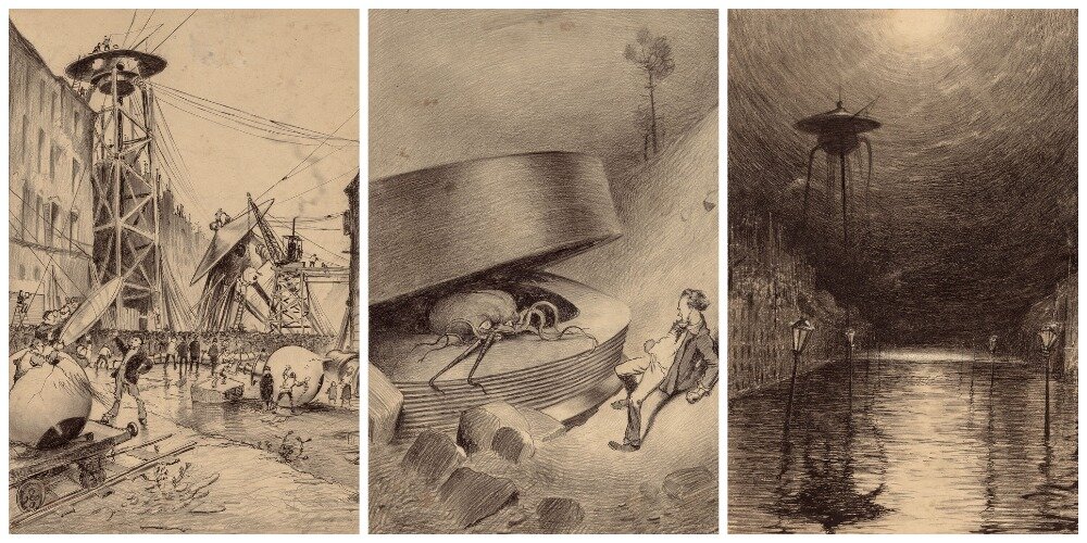 Иллюстрации Э.А. Корреа из книги "Война миров" 1906 года