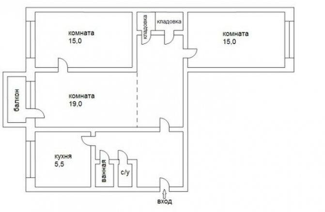 Планировка трехкомнатной квартиры