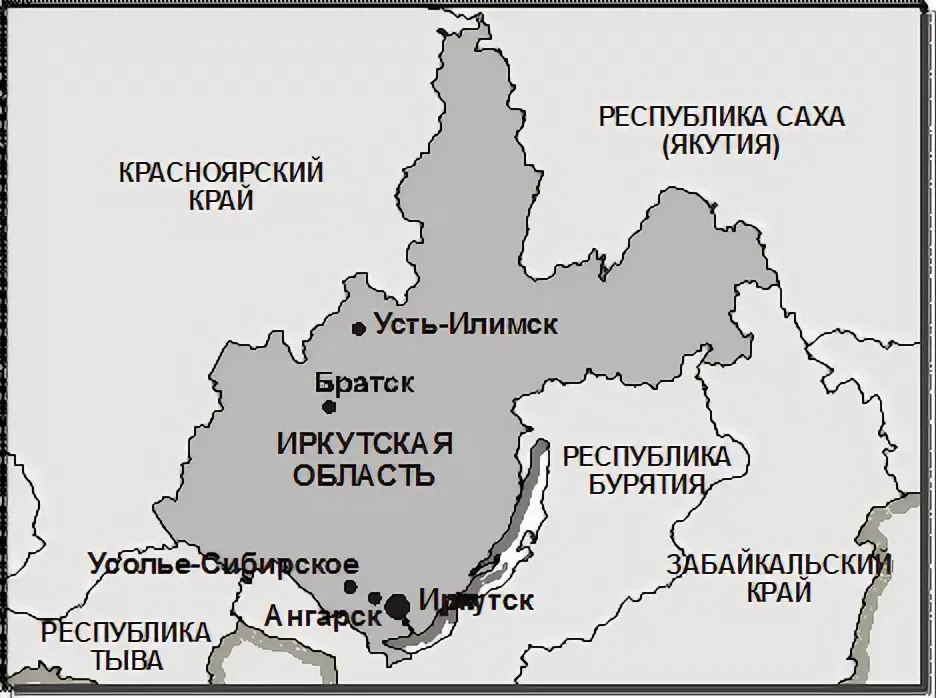 Карта якутии и иркутской области