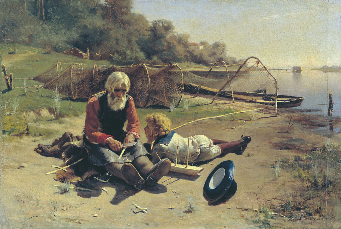 "Рыбак с мальчиком", Н.Г. Богданов, 1889. Нижегородский художественный музей.