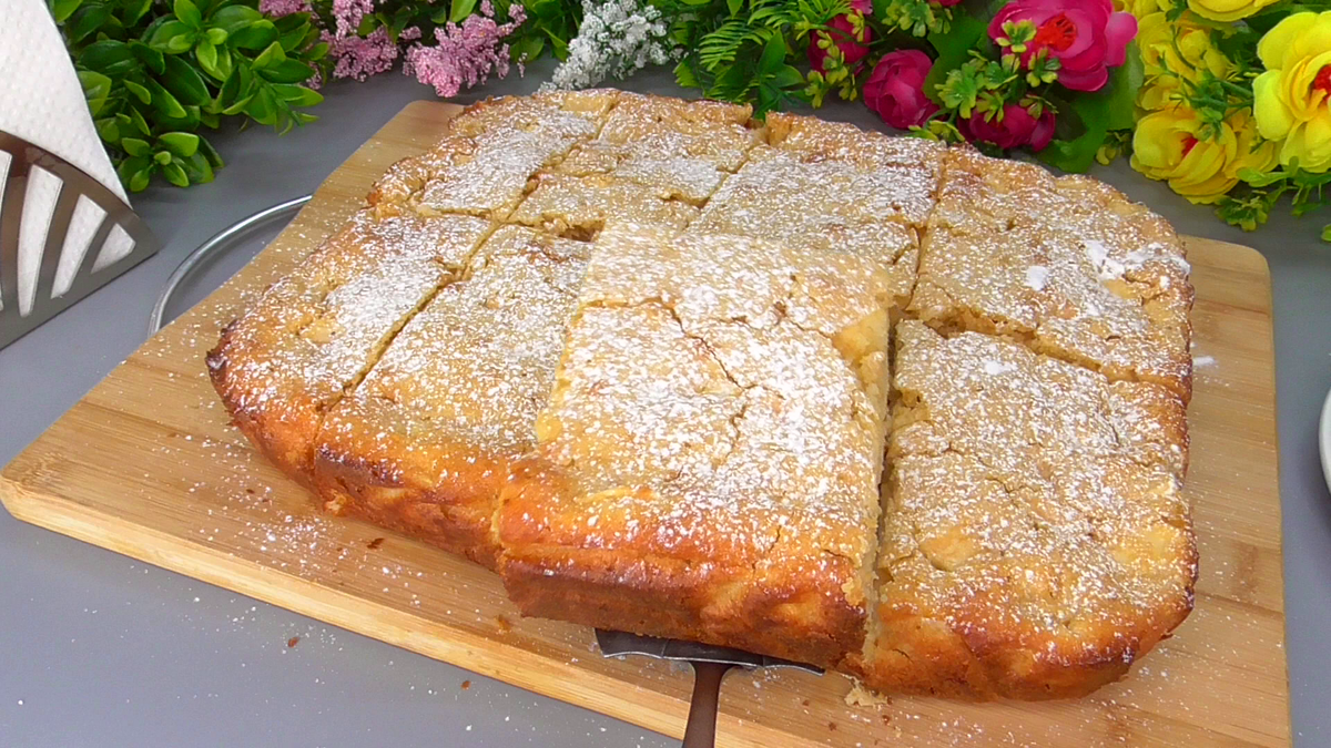 Овсянка, яблоки, кефир — Шикарный мягкий яблочный пирог, очень простой в приготовлении
