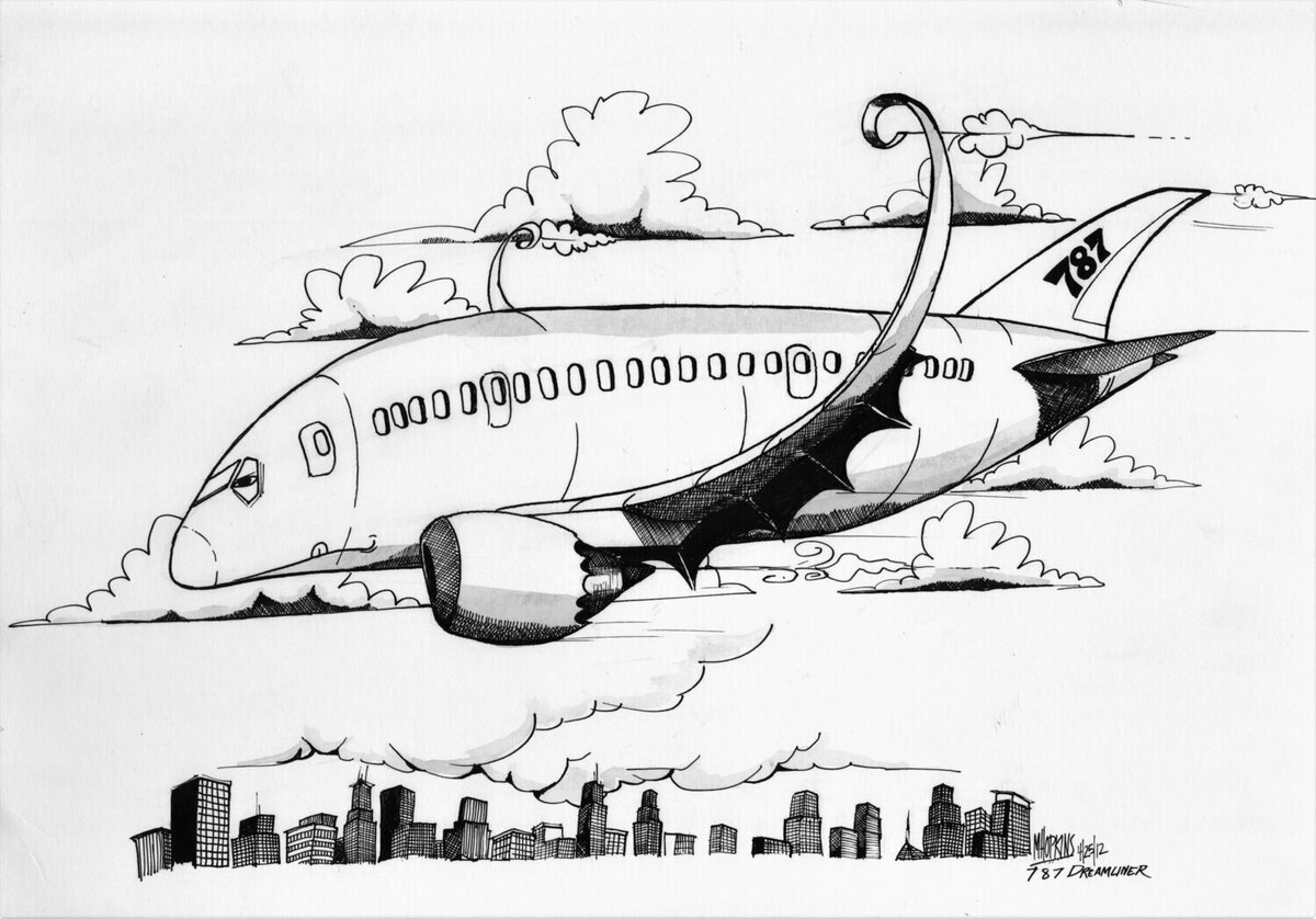 Авиационная карикатура. Автор Майкл Хопкинс.