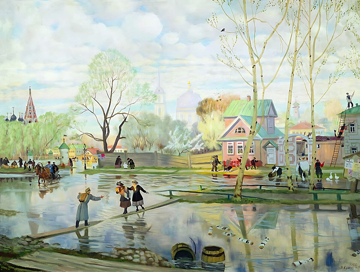 Кустодиев Б.М., «Весна», 1921, холст, масло, 66×89 см, частное собрание