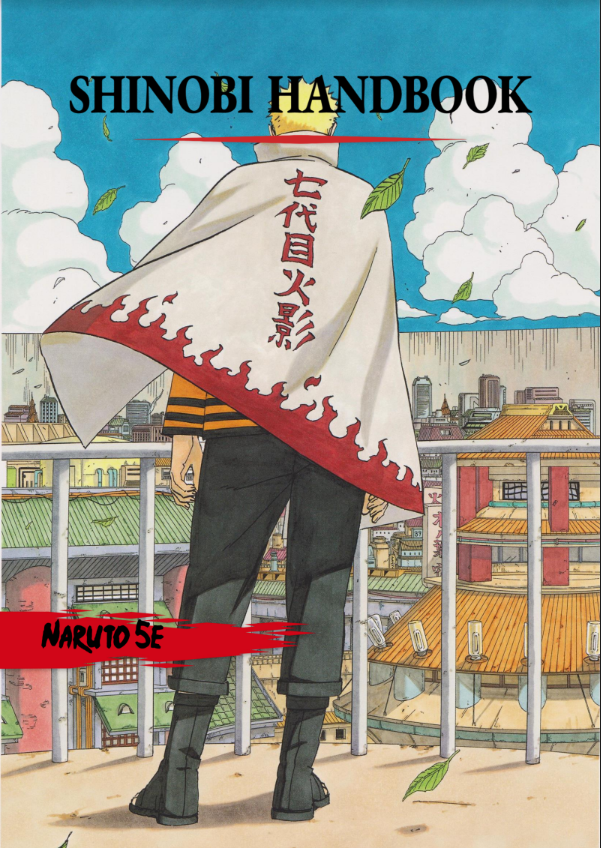 Обложка книги правил игры на основе dnd 5e по вселенной Наруто. 