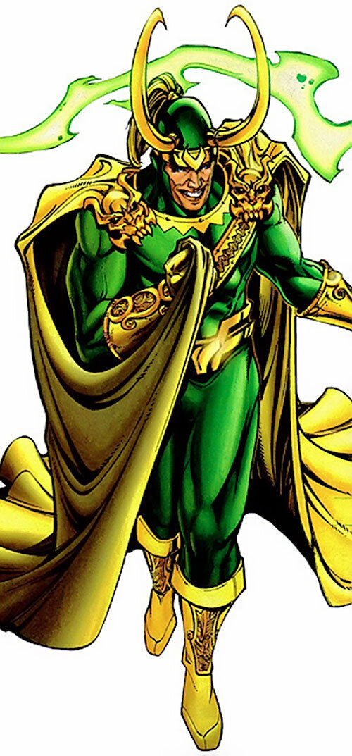 Ло́ки (англ. Loki) — персонаж вселенной Marvel, созданный на основе скандинавского бога хитрости, обмана и коварства Локи, сводный брат Тора[2]. В разные периоды выступает как в роли суперзлодея (противостоит Тору и Мстителям), так и супергероя (участник команды Могучих Мстителей, личная серия комиксов «Локи: воин Асгарда»)После того, как ледяные великаны были повержены, Один обнаружил в цитадели ребёнка-полукровку (мать его была из рода асов, отец — повелитель йотунов Лафей[источник не указан 1376 дней]; в соответствии со скандинавскими правилами образования отчеств, его полное имя — Локи Лафейсон). Лафей скрывал его от своих подданных из-за небольшого для ледяного великана роста. Один не смог убить невинного ребёнка; он взял мальчика в Асгард и воспитал его как родного сына, вместе с собственным наследником — Тором.Всё своё детство и юность Локи терпел унижения из-за различий между собой и Тором. Жители Асгарда прежде всего ценили физическую силу, упорство и храбрость в сражениях, но в этом Локи не мог тягаться с Тором. Однако призвание Локи лежало в других областях. Он обладал большими способностями к колдовству, возможности повелевать волшебными силами, и так или иначе хотел стать самым сильным богом во всем Асгарде и сокрушить Тора. Из-за своего таланта к причинению вреда, он стал известен как Бог Лжи и Вреда. Однако вместо того, чтобы творить безопасные шутки, он становился всё более злонамеренным в своих поступках, а его жажда власти и мести была очевидна всем, кто был вокруг него. Несколько раз он пробовал использовать уловки, чтобы избавиться от Тора. Его прозвище сменилось с трикстера на Бога Зла. В течение столетий Локи множество раз пытался захватить власть над Асгардом и убить Тора. Он даже помог штормовому гиганту Гхану сбежать от Тора, и оказывал поддержку другим врагам Асгарда. Один, который долго попустительствовал попыткам Локи, магией заключил его в тюрьму в пределах волшебного ясеня, пока кто-либо не прольёт над ним слёзы. Локи в конечном счёте подчинил своей воле дерево, заставил его уронить лист в глаз Хеймдала, из-за чего тот уронил слезу и, сам того не зная, освободил Локи. После этого его жажда власти и желание отмщения только увеличилась. Локи собрал обширное досье в Асгарде, и часто ссылался на него. После встречи с волшебником Эльдрадом, он повысил своё мастерство в чёрной магии. Локи позднее отплатил Эльдраду, отдав его на растерзание демону огня Суртуру.