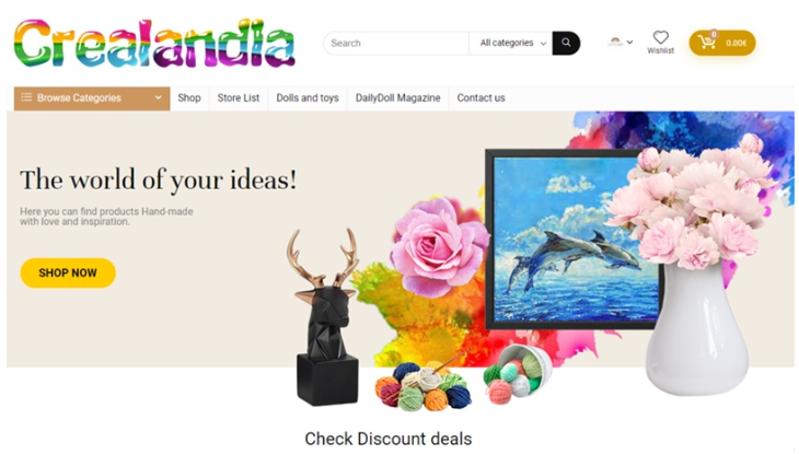 Главная страница сайта Crealandia.com