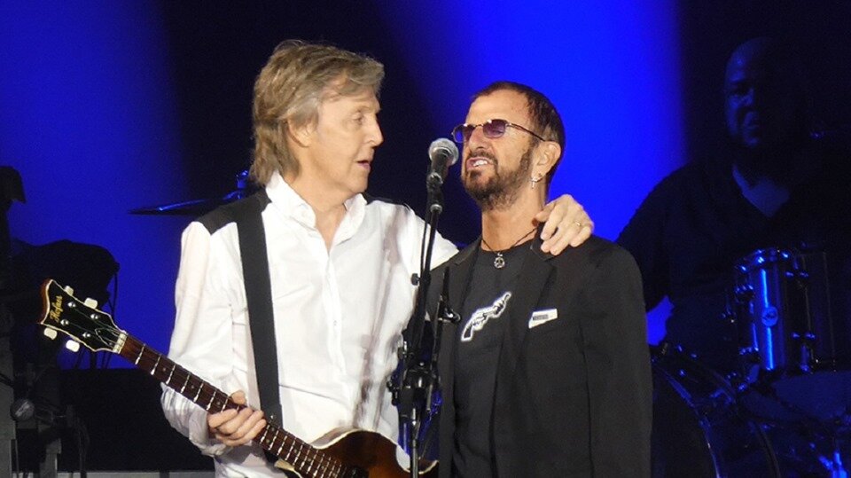 Paul McCartney and Ringo Starr at Dodgers Stadium in Los Angeles 13 July 2019