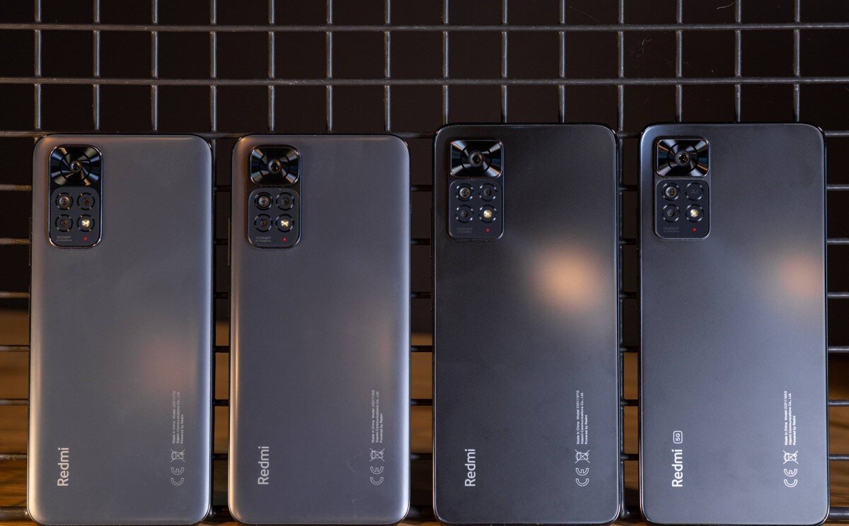 Смартфоны серии Redmi Note 11 визуально трудно различить. Слева направо: Redmi Note 11, Redmi Note 11 5G, Redmi Note 11 Pro и Redmi Note 11 Pro 5G. Фото: gsmarena.com