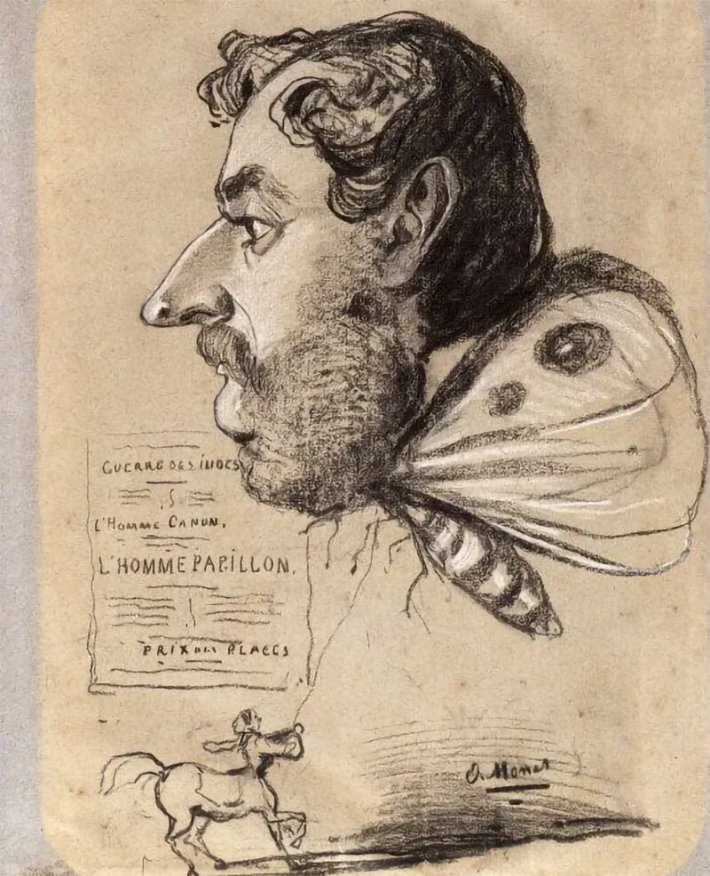 Карикатура Жюль Дидье. Человек-бабочка