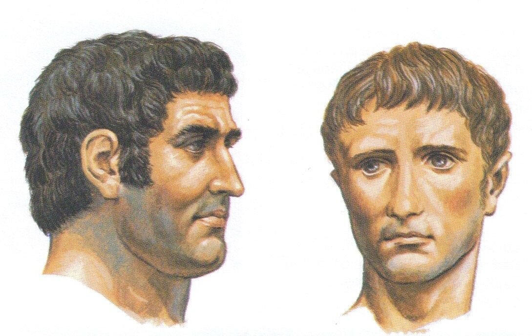 Марк Антоний и Октавиан. Рисунок https://ru.pinterest.com/pin/385268943103899387/