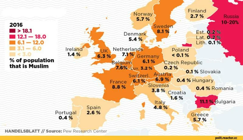 Ислам в европе карта