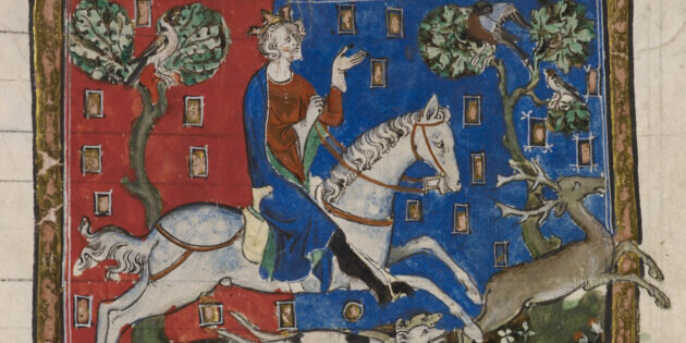 Иоанн охотится на оленя, миниатюра XIV века. Изображение: British Library📷
