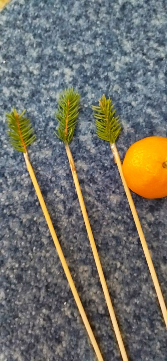 как крепить в букете мандарины без проколов