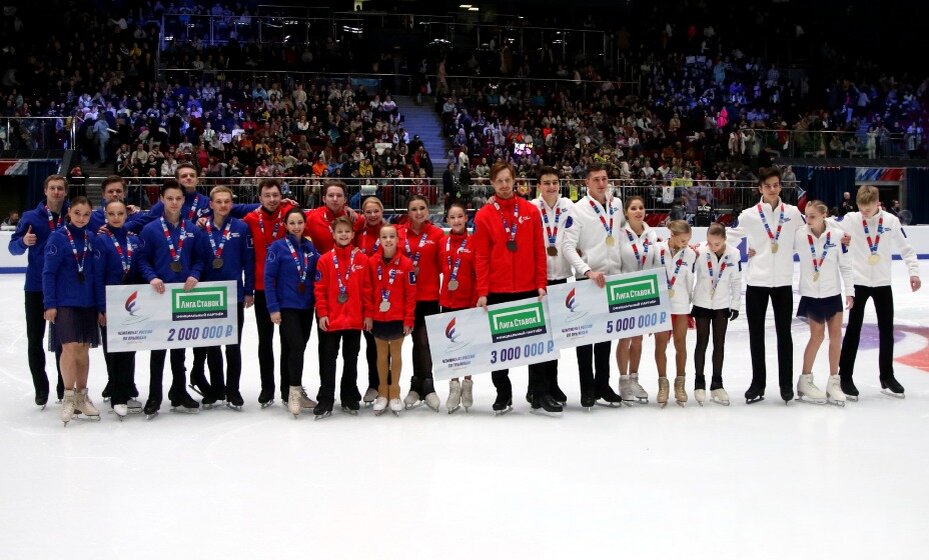    Фигуристы с призами на чемпионате России по прыжкам. Фото: Global Look Press