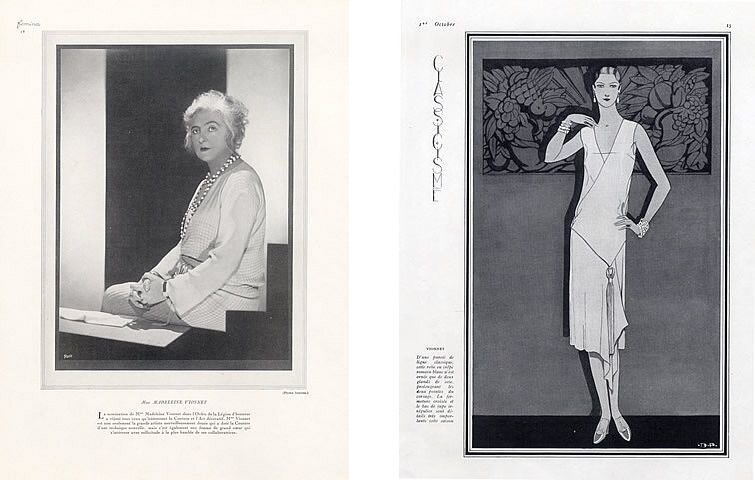 Портрет Мадлен Вионне / Платье Мадлен Вионне, иллюстрированное для журнала Vogue 15 октября 1926 года
