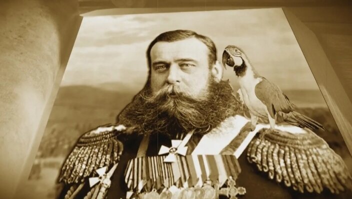 Генерал Скобелев с попугаем. 