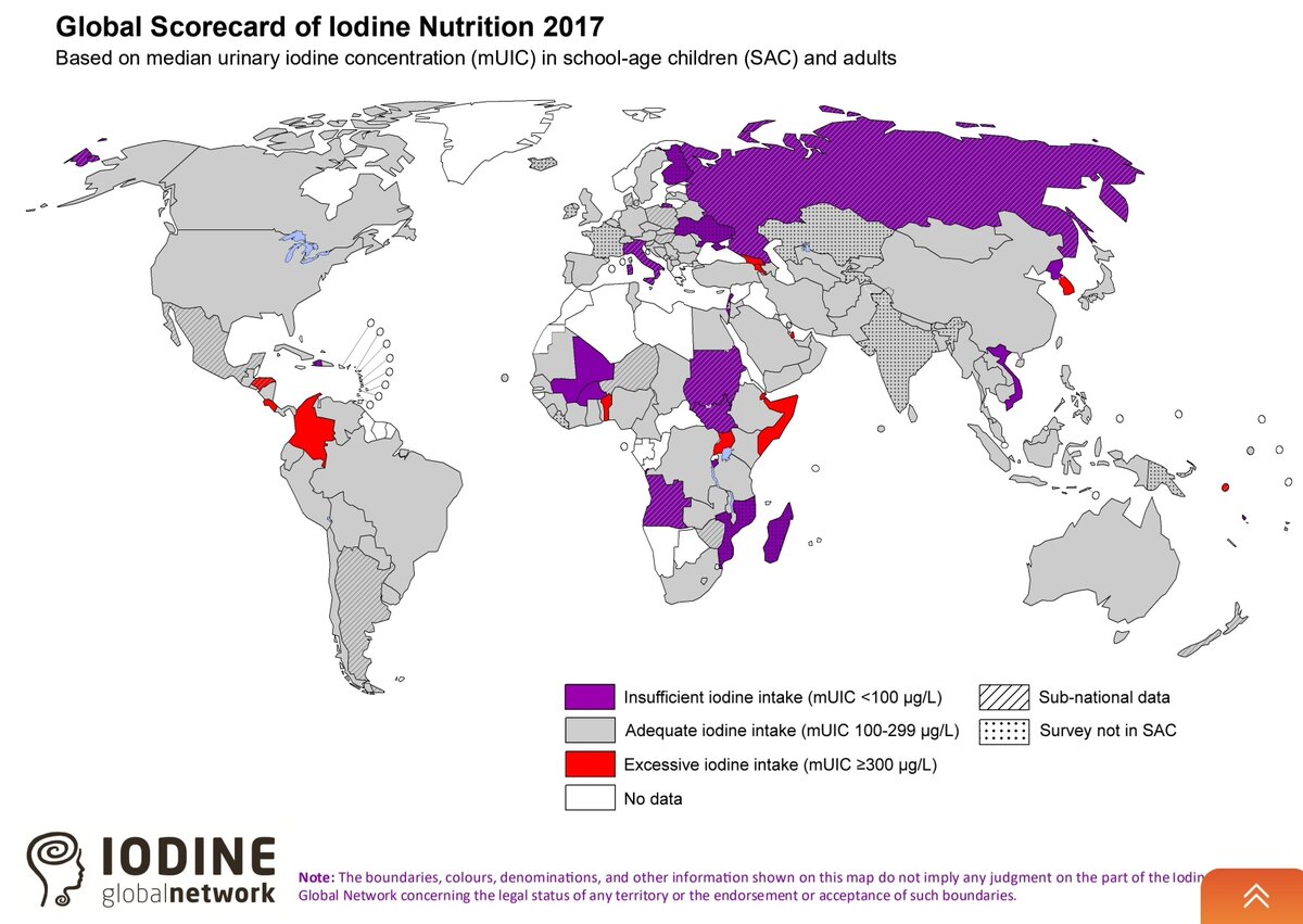 Карта дефицита йода в россии