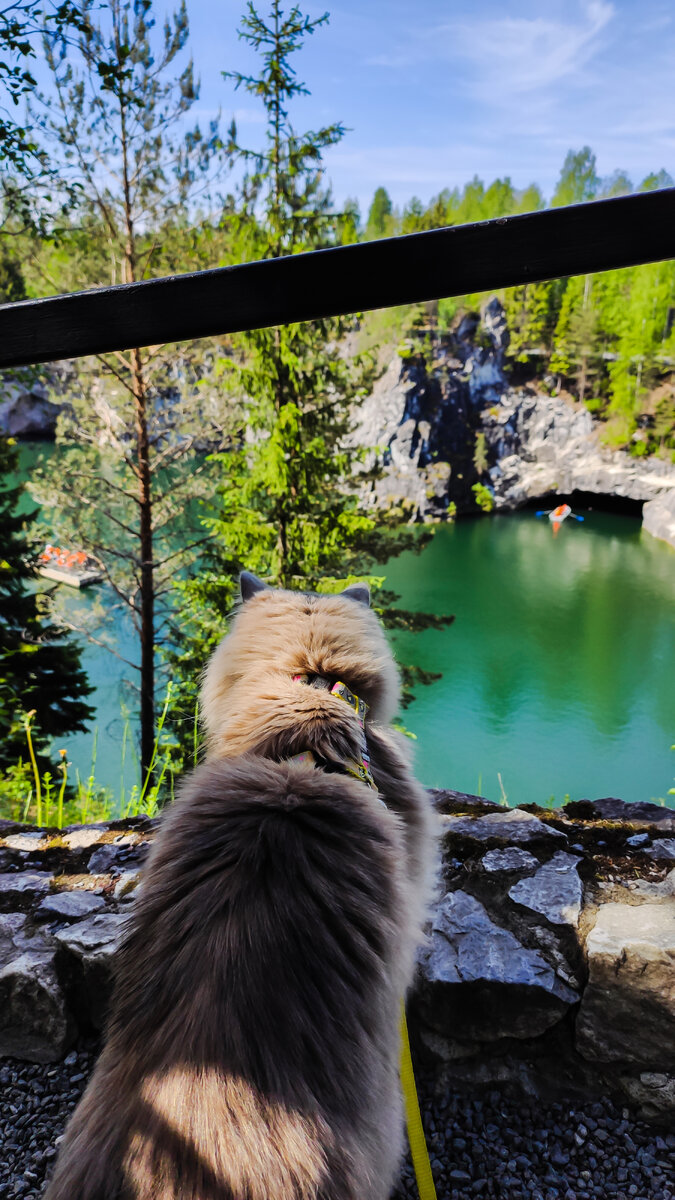 Вид на мраморный каньон в горном парке Рускеала! Еще шажок - и пропасть...