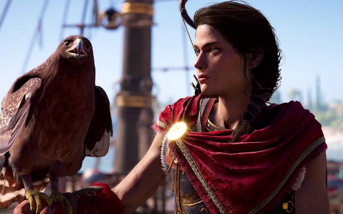 Кассандра и Икар "Assassin`s Creed Odyssey" скриншот из игры (взято из интернета)