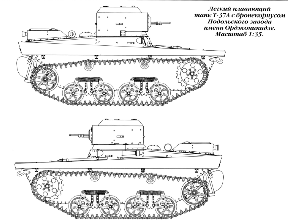 рисунок - М.Коломиец "Танки-амфибии. Т-37, Т-38, Т-40"