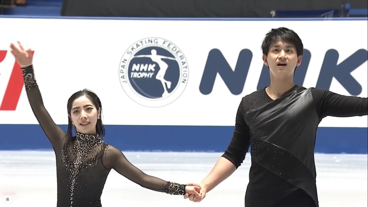 Бронзовые призеры Рику Миура и Рюити Кихара (Япония)  - 209,42 балла, в т.ч. короткая 73,98 балла, произвольная 135,44