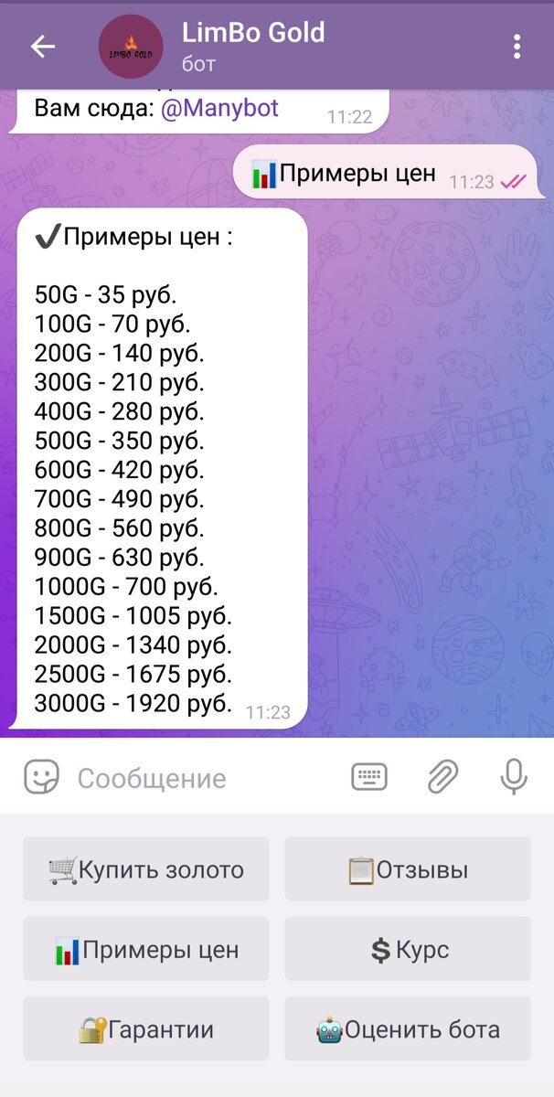 Вот примеры цен на нашу голду 
