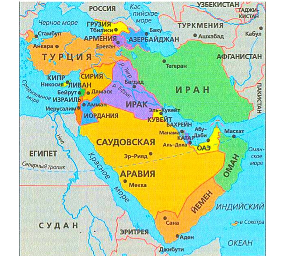 Политическая карта ближнего Востока