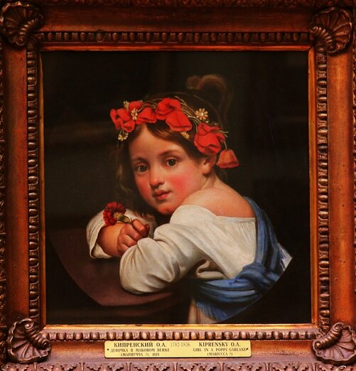 "Девочка в маковом венке". 1819 год. Художник Орест Кипренский. Позирует Анна-Мария Фалькуччи.
