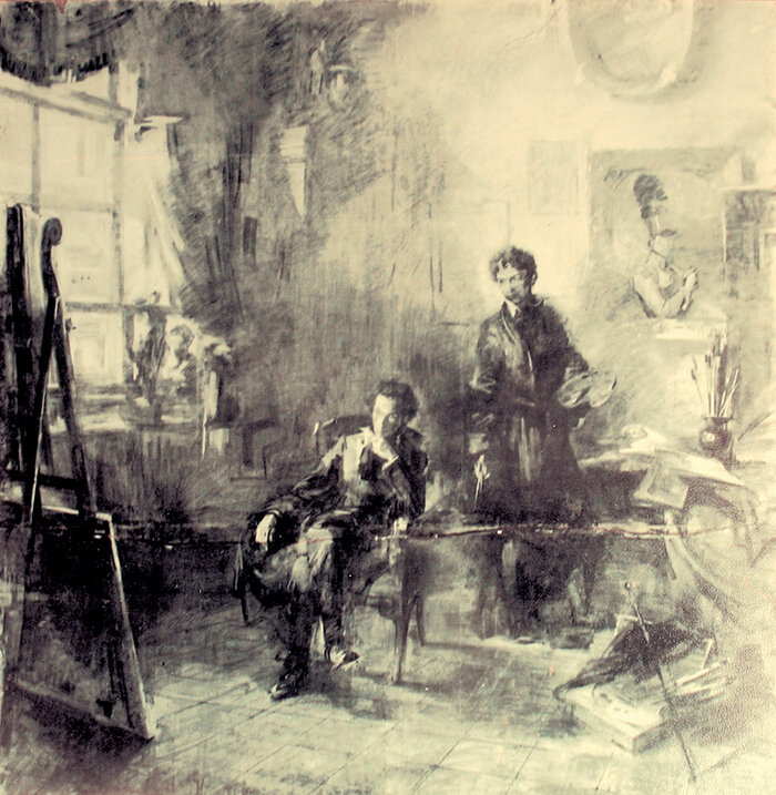 Иллюстрация Пушкин в мастерской Кипренского