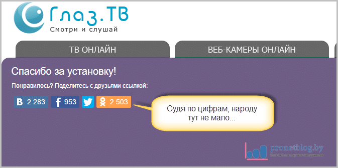 Программа глазами туриста на завтра. Глаз ТВ 1.0.