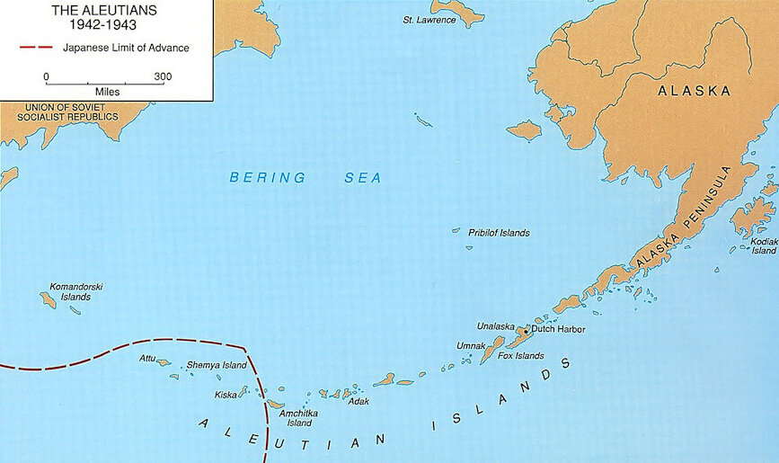 Алеутские острова на карте