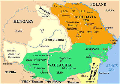 Карта Валахии в 14 веке. 