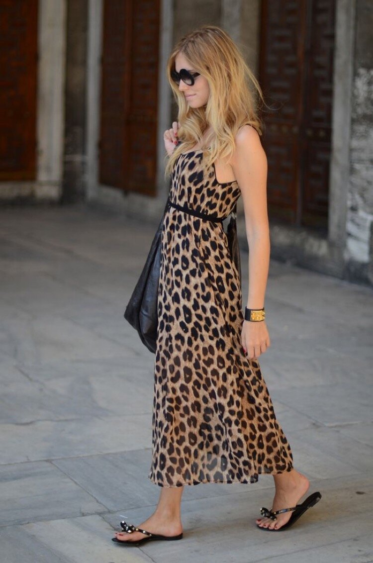 Платье комбинация принт леопард