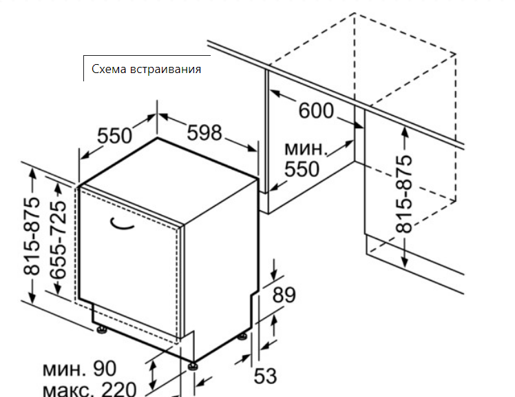 Установка встраиваемой посудомоечной машины