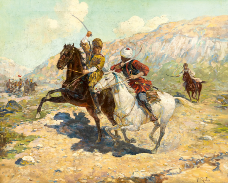Сватка казака с горцем (Рубо Ф. Засада).