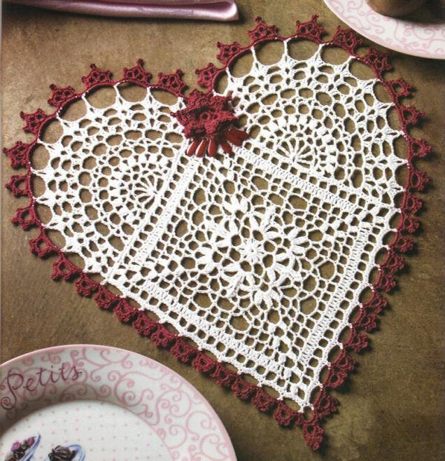 Ажурное сердце крючком.