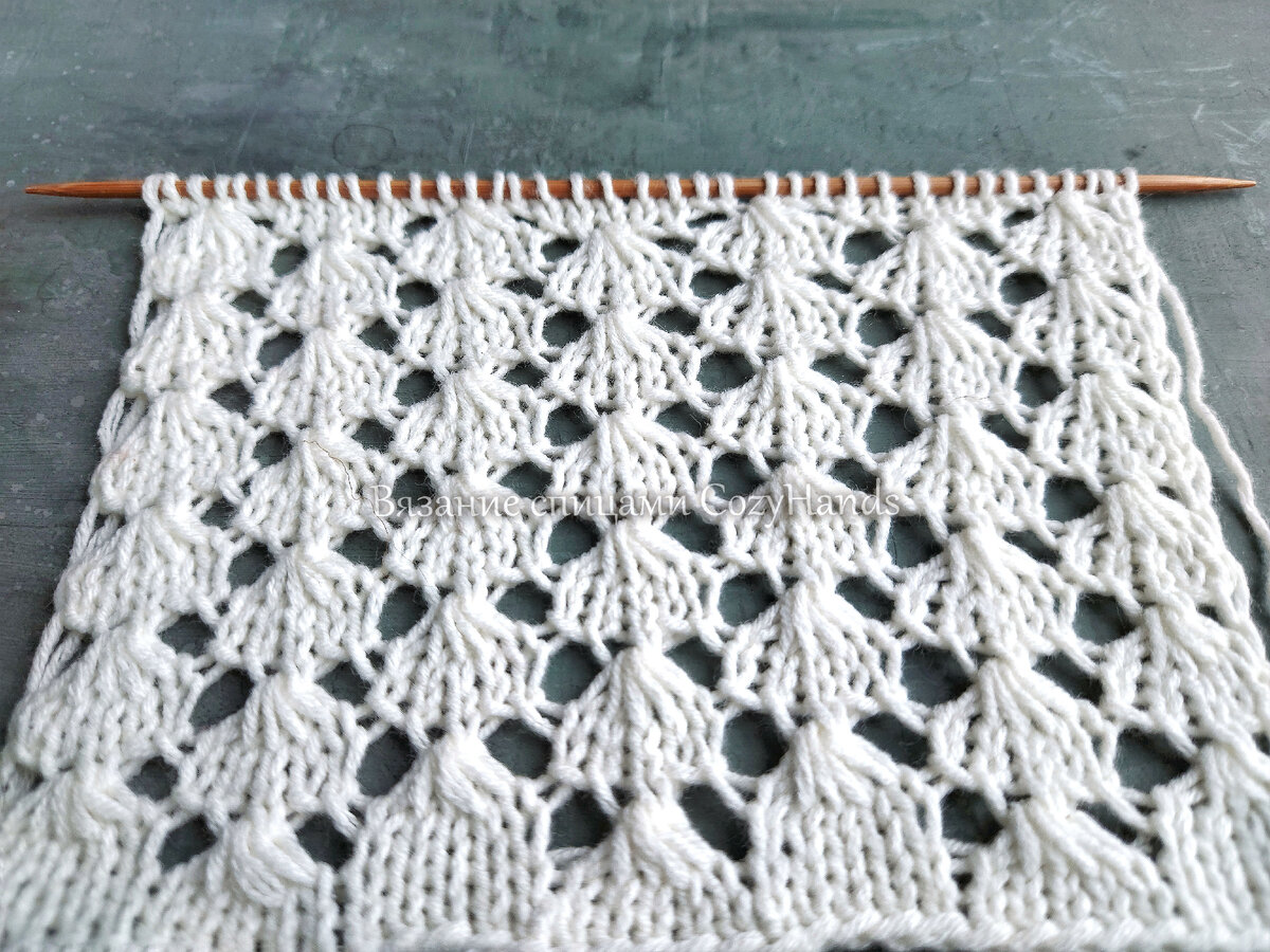 Красивейший ажурный узор спицами.  Легко вязать