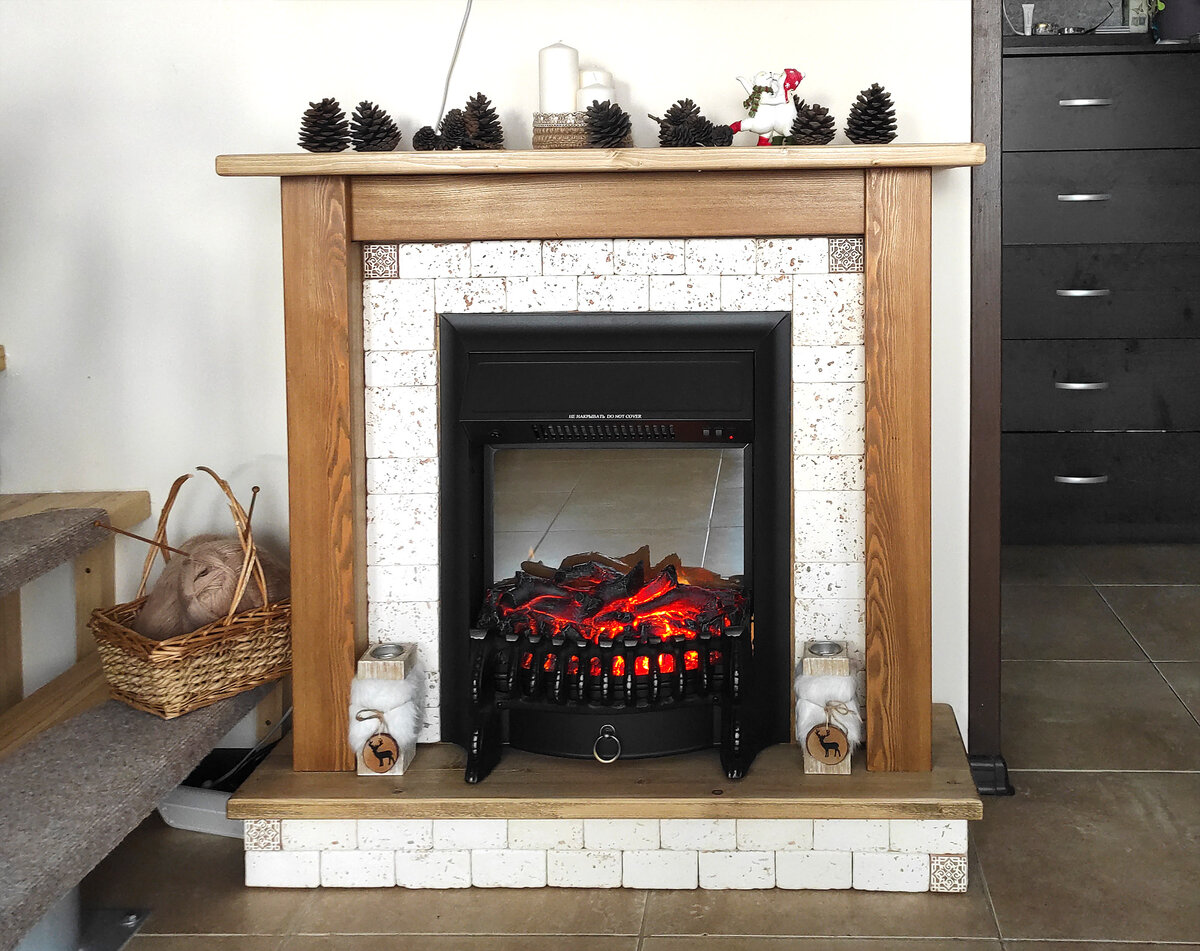 Каминокомплект: портал "Орех " с электроочагом Fobos Lux Real Flame