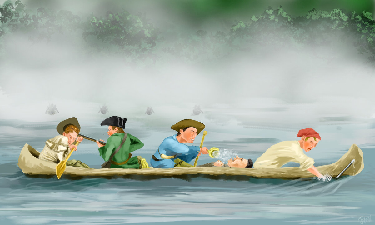 Неожиданная встреча с индейцами на реке Огайо. Автор Ф.Д.З.