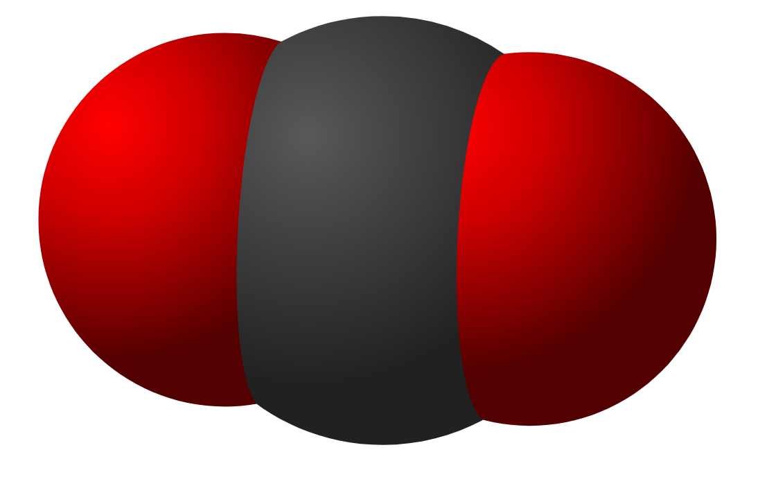 Углекислый газ или диоксид углерода. Автор: Jacek FH - собственная работа based on Image:Carbon-dioxide-3D-vdW.png, Общественное достояние, https://commons.wikimedia.org/w/index.php?curid=2875238