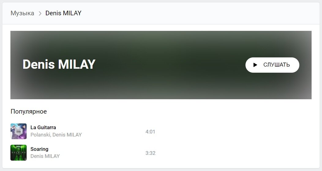 Так выглядит неоформленная карточка музыканта