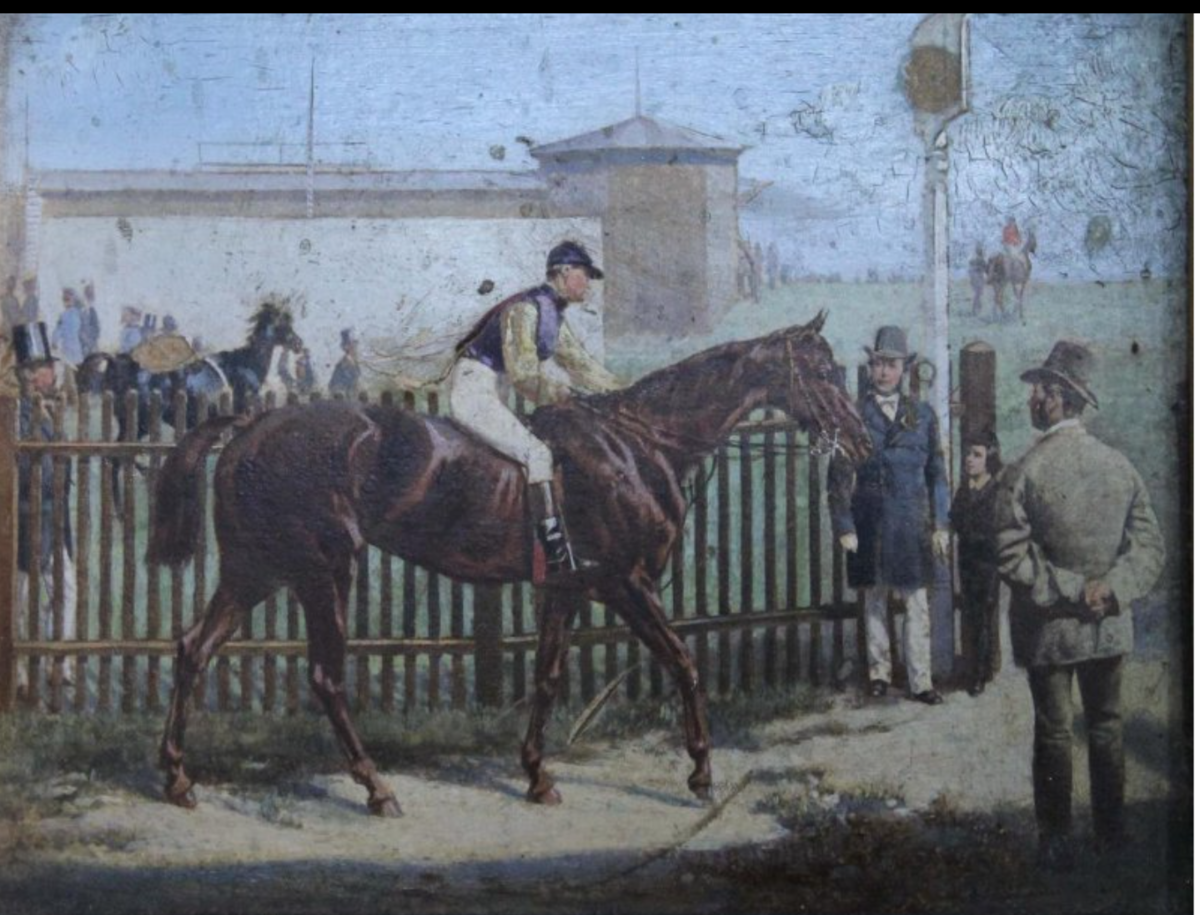 Неизвестный художник. Картина. «Отъезд на скачки». Английский миниатюр. конец XIX – начало XX вв. из собрания музея-заповедника Зарайский кремль.