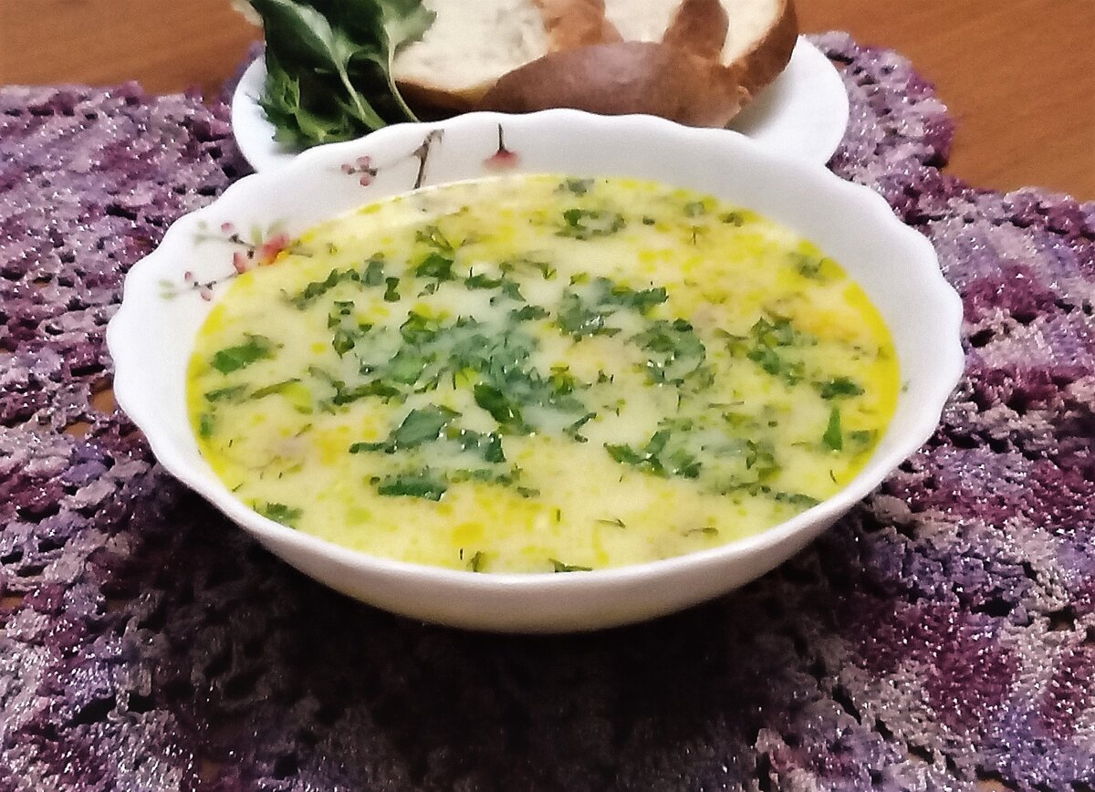 Грибной суп из шампиньонов с плавленным сыром